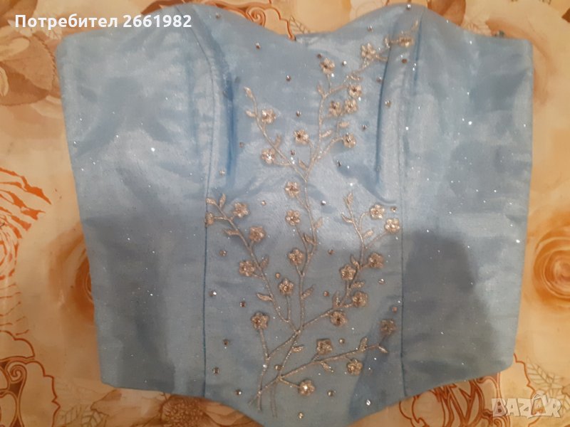 Уникално синьо бюстие с бродерия, снимка 1