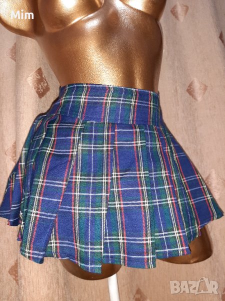 М/L Синя къса пола на плисета, снимка 1