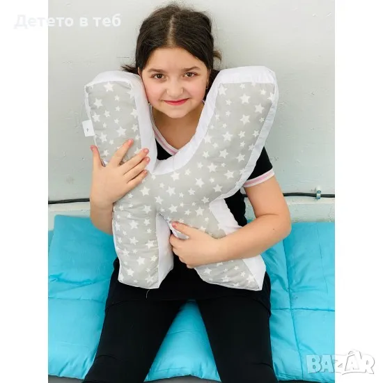 Възглавница-буква К - сиви звезди, снимка 1