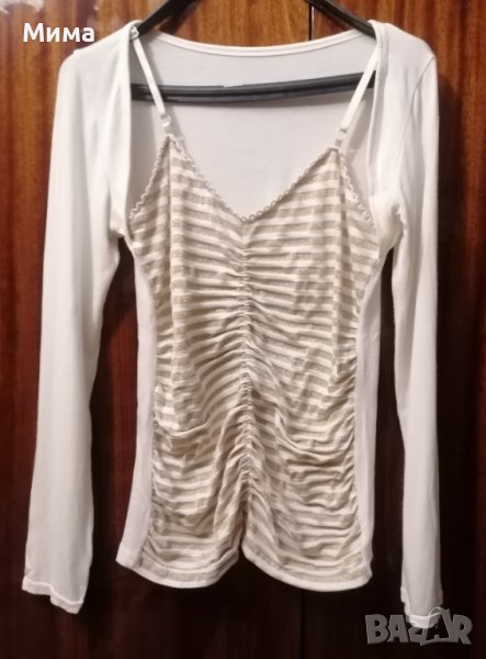Блуза с дълъг ръкав, имитация на потник, размер M, 4 лв., снимка 1