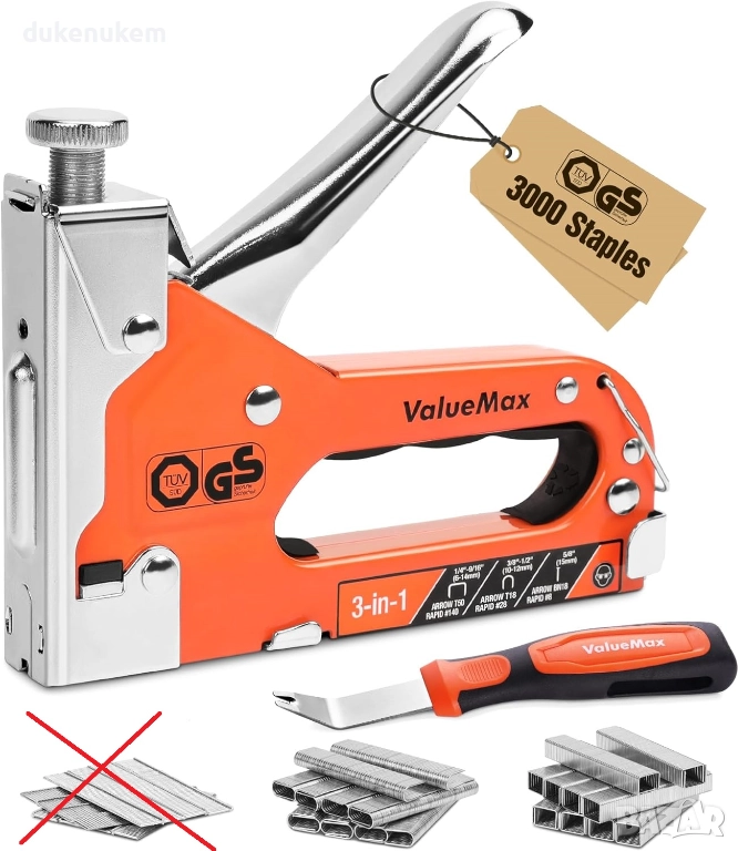 Телбод , такер 3-в-1 – за тапицерия, декорации и дърво, 2000 скоби, снимка 1