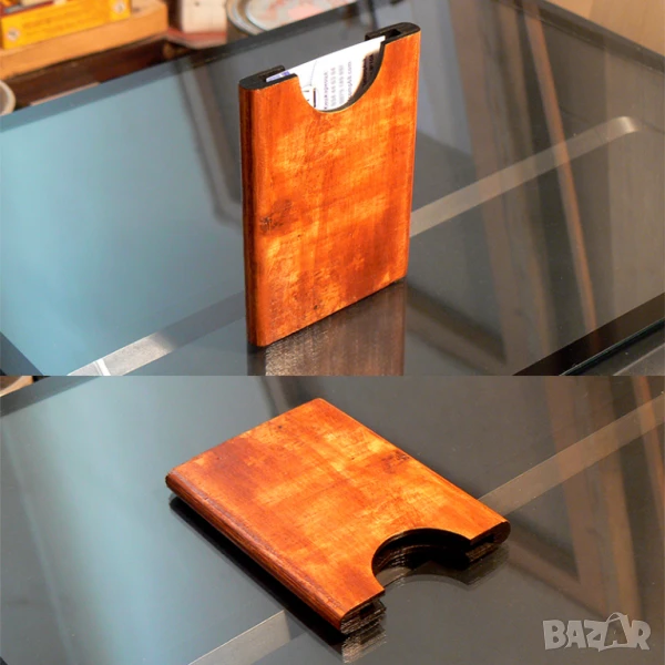 Хендмейд дървено калъфче за банкови карти., снимка 1