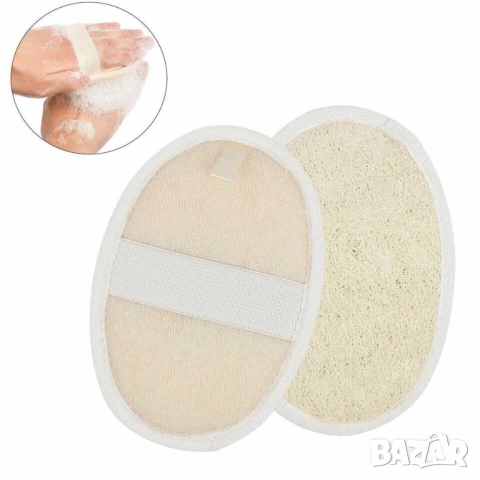 Ексфолираща гъба за лице и тяло от луфа, 14x10x0.5 cm, 2 броя
