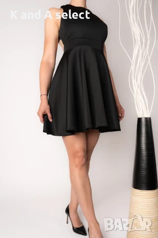 Рокля с гол гръб и панделка – Черна, снимка 4 - Рокли - 51170555