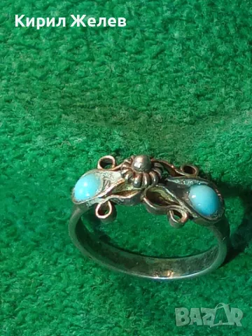 СТАР ТЮРКОАЗЕН МЕЛХИОРЕН ПРЪСТЕН МАЙСТОРСКА РЪЧНА ФИЛИГРАННА ИЗРАБОТКА РУСИЯ 44271, снимка 14 - Антикварни и старинни предмети - 49757345