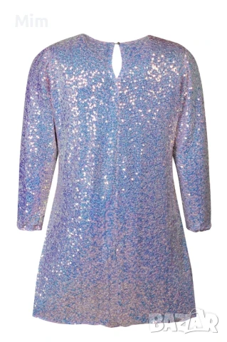 3/4XL Официална рокля в розово лилаво с пайети , снимка 2 - Рокли - 51389203