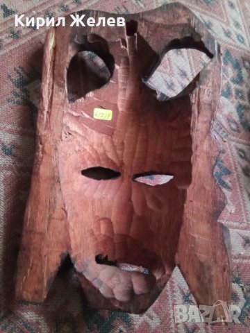 Махагонова маска ритуална стара дървена традиционно изкуство от Африка 43738, снимка 3 - Колекции - 44334958
