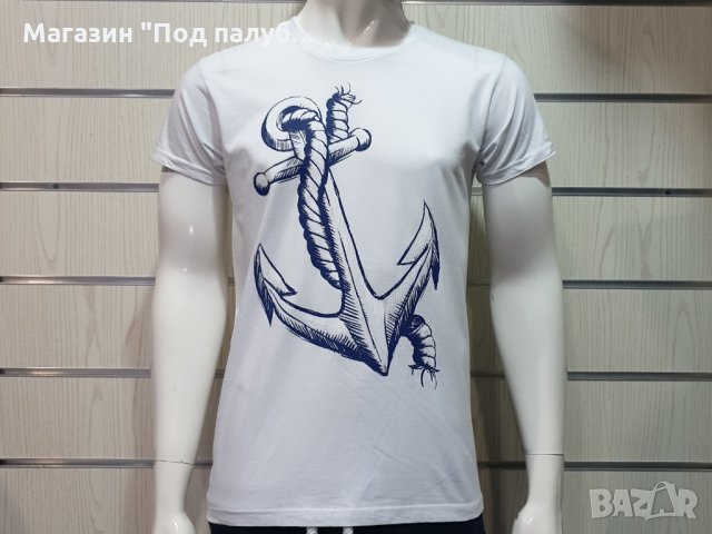 Нова мъжка тениска с трансферен печат Голяма котва, морска, снимка 6 - Тениски - 28166788