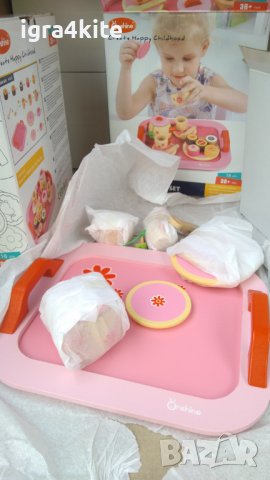 Чаено парти - Дървен детски комплект за симулации с поднос, чай и кексове, снимка 6 - Образователни игри - 36633848