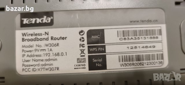 Продавам Wi Fi рутер Tenda W306R , снимка 7 - Рутери - 35007418