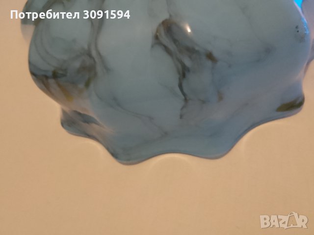 1920г-1930г Арт Деко абажур за лампа полилей двопластово къдраво стъкло, снимка 6 - Антикварни и старинни предмети - 42793577