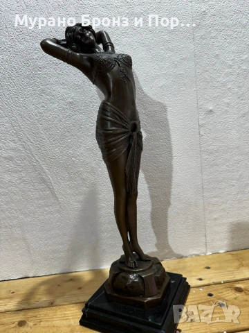 Голяма бронзова статуетка „Пробуждане“ (Reveil) от Филип Волферс (Philippe Wolfers) – 42 см, 3.5 кг, снимка 3 - Антикварни и старинни предмети - 53986269