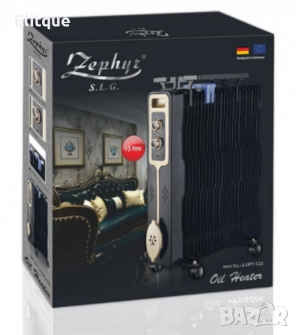 Радиатор, 2500W,13 ребра,3 степени,Поставка за дрехи,Регулируем термостат