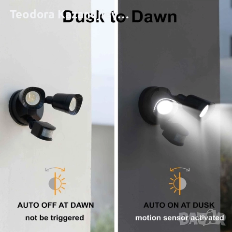 LED външна лампа със сензор за движение, снимка 5 - Прожектори - 51802220