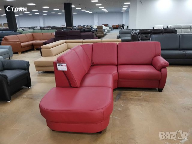 Червен кожен ъглов диван "KS6072" - естествена кожа, снимка 2 - Дивани и мека мебел - 39688083