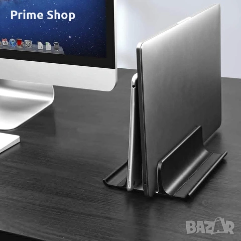 Регулируема вертикална алуминиева стойка за лаптоп с 2 слота, черна, VAYDEER, снимка 8 - Лаптоп аксесоари - 54166921