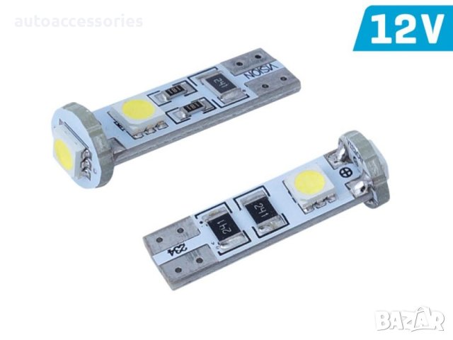 3000053539 Диод W5W (T10) 12V 3x 5050 SMD LED, CANBUS, бяла, 2 бр. 58293