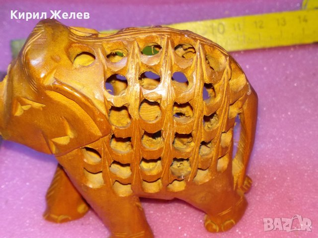 ДЪРВЕНО СЛОНЧЕ ФИНА ДЪРВОРЕЗБА МАЙСТОРСКА АЖУРНА РЪЧНА ИЗРАБОТКА ЧАЕНО ДЪРВО АЗИЯ 26567, снимка 9 - Статуетки - 44313910