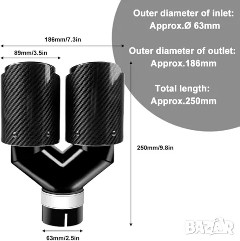 Двойна изпускателна тръба с карбон, снимка 2 - Аксесоари и консумативи - 47902893