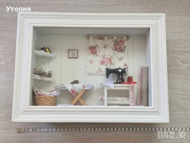 Обемна картина в дървена рамка, ръчна изработка