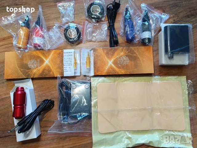 ЧИСТО НОВ комплект за татуировки, машина за татуировки, комплект ротационни писалки с патрони, захра, снимка 6 - Друга електроника - 51589011