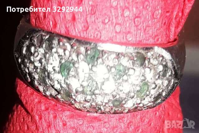 Сребърен пръстен с малки изумруди, снимка 3 - Пръстени - 39423562