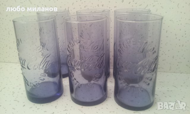 Стъклени чаши Кока Кола от един цвят прозрачно сини 6 бр, снимка 3 - Колекции - 39408798