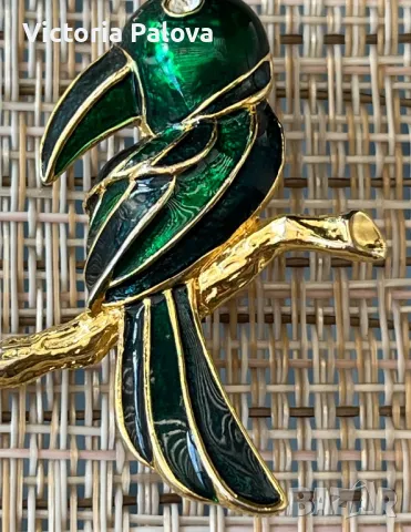 Уникална брошка папагал метал глазура Германия, снимка 5 - Други - 47608132