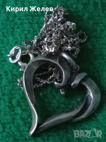 АР НУВО СРЕБЪРЕН ПЕНДАНТ СЪРЧИЦЕ ЛАКИРАНО СРЕБРО ВИСОКА ПРОБА с НЕЖНА 925 СРЕБЪРНА ВЕРИЖКА 35444, снимка 14 - Антикварни и старинни предмети - 50417137