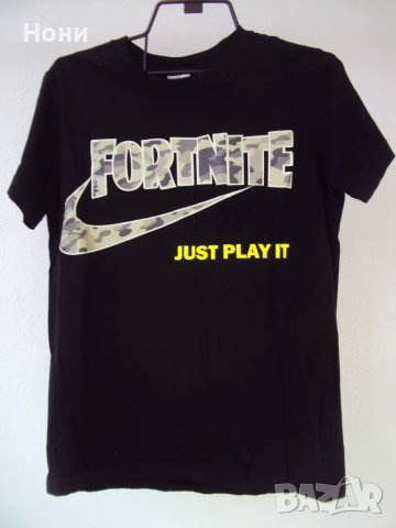Тениска черна Fortnite за 12-13 години, снимка 1