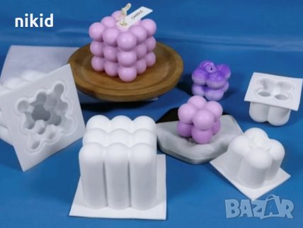 3D Кубче 9 топчета buble силиконов молд форма фондан гипс свещ шоколад , снимка 5 - Форми - 31229627
