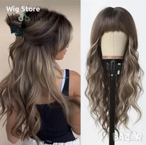 Пепеляво руса перука на къдрици с бретон, снимка 1