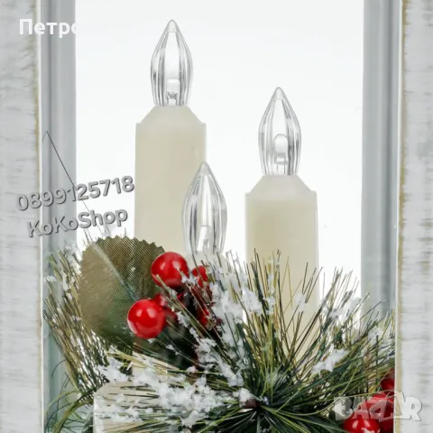 Коледен фенер-28 см./коледен фенер с LED свещи=декоративен коледен фенер, снимка 4 - Декорация за дома - 48055654