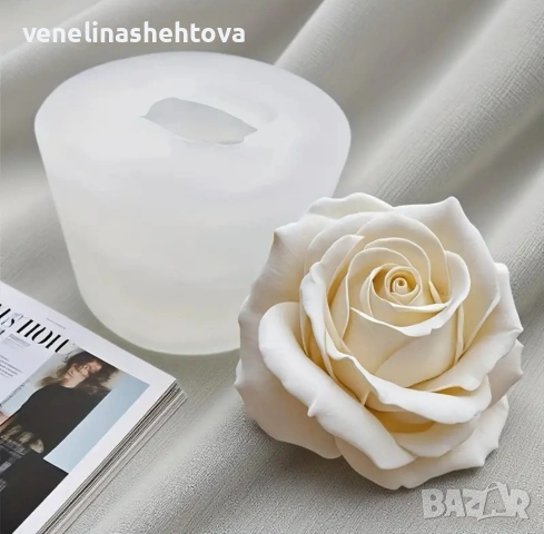 3D роза 6.5см. силиконов молд форма свещи гипс сапун смола фондан за декорация на торта 