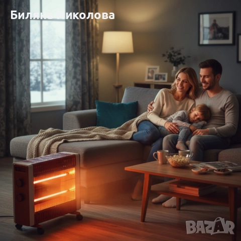 Кварцов отоплител 1500W с 2 степени и мобилни колелца – бързо и безопасно затопляне, снимка 3 - Отоплителни печки - 52467476