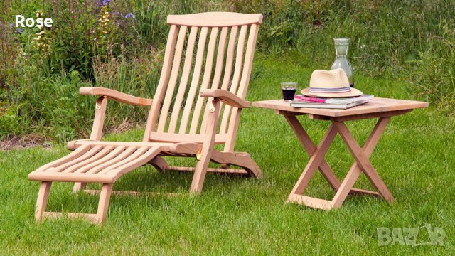 Teak Steamer Chair, стол,тиково дърво , тип шезлонг , снимка 1 - Градински мебели, декорация  - 42293324