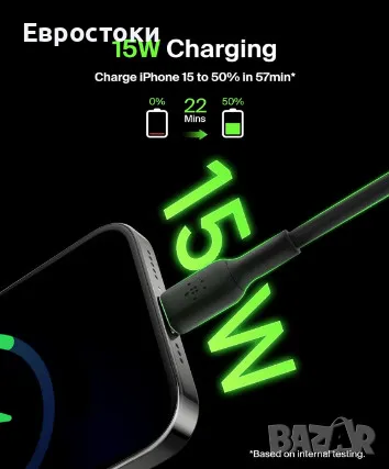 Кабел Belkin BoostCharge USB-A към USB-C, 1 метър, снимка 2 - Селфи стикове, аксесоари - 47780617