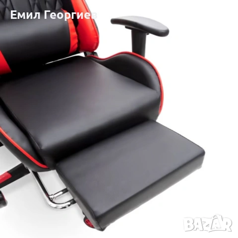 Ергономичен геймърски стол с функция за масаж и подложка за крака - червен, снимка 13 - Столове за офис - 53238046
