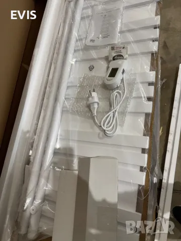 Дизайнерска електрически лира за баня с термостат – 500W, Бяла, 1200x500 мм