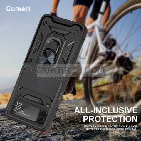 Samsung Galaxy Z Flip3 5G Ударойстойчив Кейс С Ринг И Плъзгащо Се Капаче За Защита На Камерата, снимка 4 - Калъфи, кейсове - 34447732