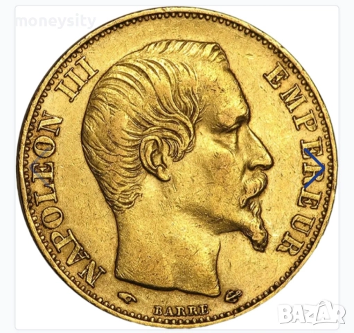 Златна монета 20 франка Наполеонlll