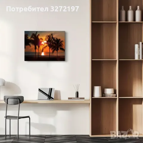 Картина на платно с дървена рамка-Морски залез,30x40 см., снимка 4 - Картини - 48464095