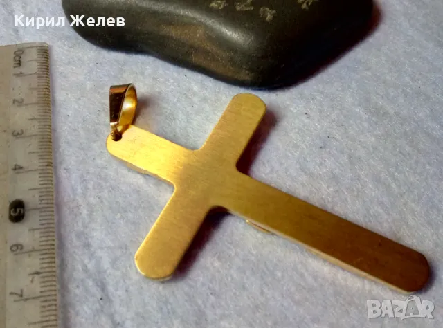 ПОЗЛАТЕНО НАГРЪДНО РАЗПЯТИЕ КРЪСТ от БЛАГОРОДНА СТОМАНА с ОРНАМЕНТИКА 45603, снимка 9 - Колиета, медальони, синджири - 48444866