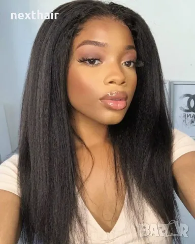 Yaki Kinky дълга черна перука с дантела лейс фронт , снимка 8 - Аксесоари за коса - 49863976