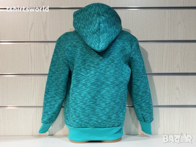 Нов детски изчистен суичър в цвят зелен меланж с качулка, снимка 7 - Детски анцузи и суичери - 38173836