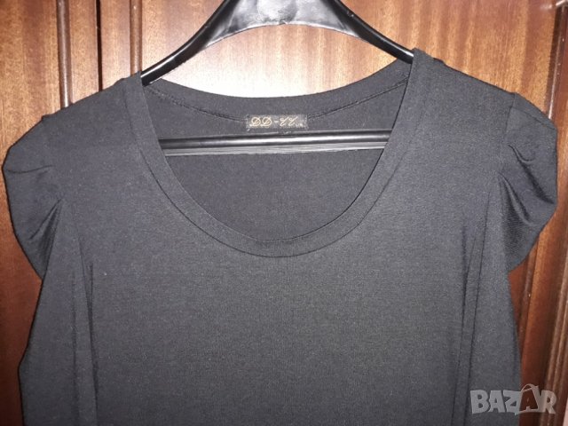 Дамска рокля трико черна с бели къдрички, снимка 4 - Поли - 31891072