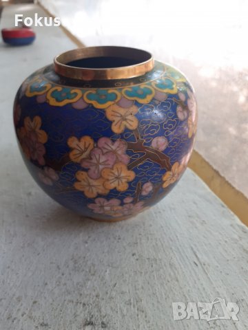 Красива стара колекционерска ваза Клоазоне, снимка 5 - Антикварни и старинни предмети - 34348675