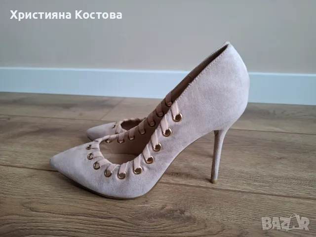 Уникални розови обувки на висок ток , снимка 1