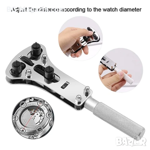 Професионална отварачка за часовници часовникарски инструмент за отваряне за смяна на батерия ремонт, снимка 2 - Други инструменти - 50976293