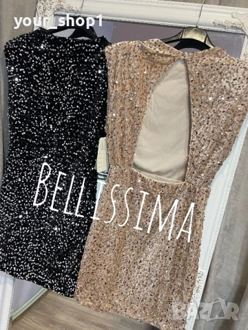 2 цвята елегантна рокля с пайети , снимка 4 - Рокли - 52814715